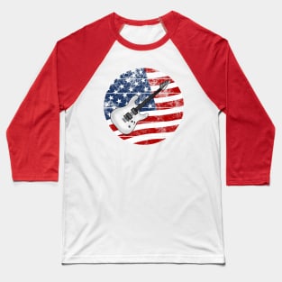 Electric Guitar USA Flag Guitarist Musician 4th July Baseball T-Shirt